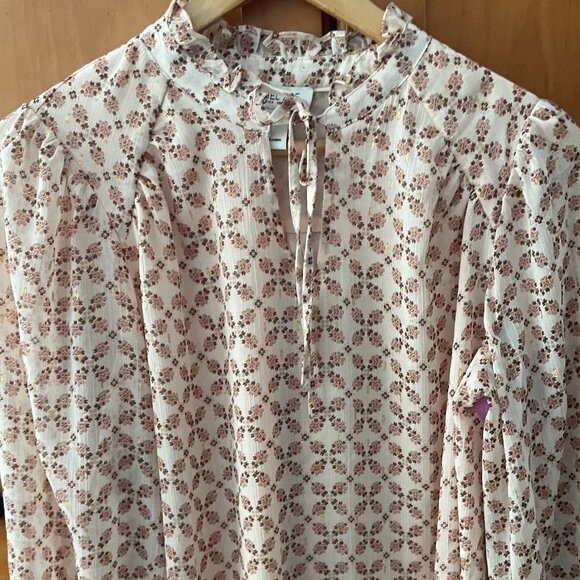 Rachel Zoe Boho Peasant Flowy Ruffle Blouse Floral Size L - Picture 3 of 8